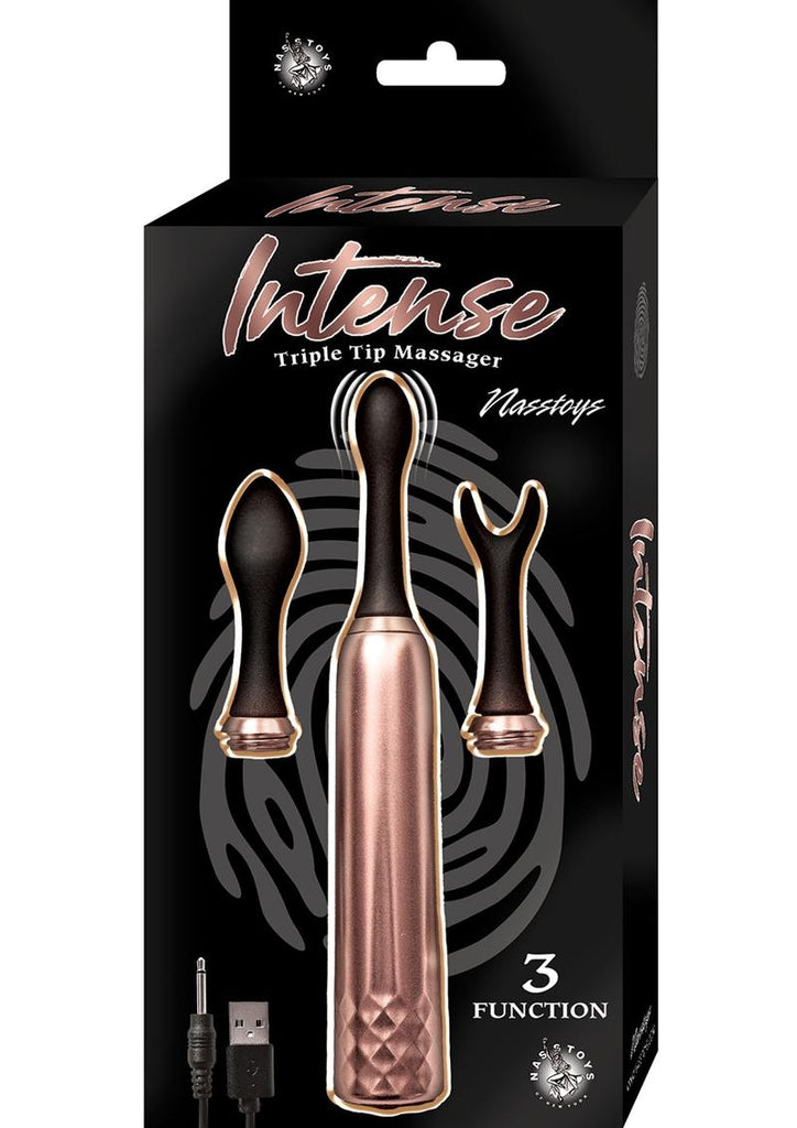 Intense Triple Tip Massager Silicone Rechargeable - Rose Gold - Set