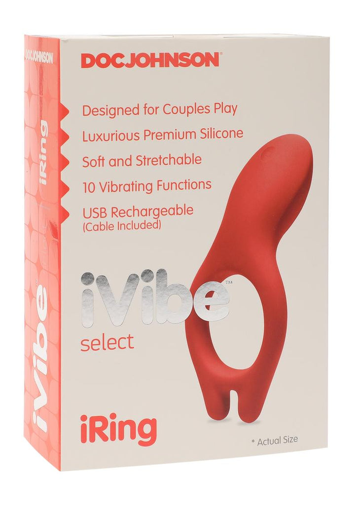 iVibe Select iRing Rechargeable Silicone Vibrating Cock Ring - Coral/Pink
