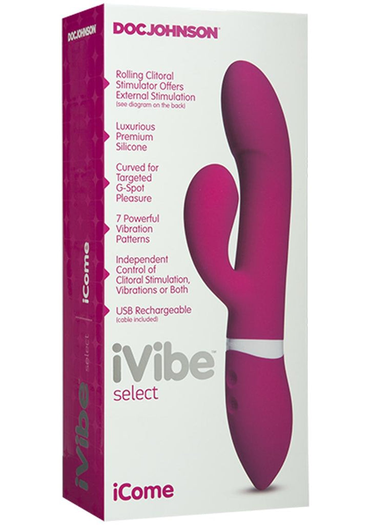 iVibe Select Silicone Icome USB Rechargeable Rabbit Vibrator Waterproof - Pink - 9in