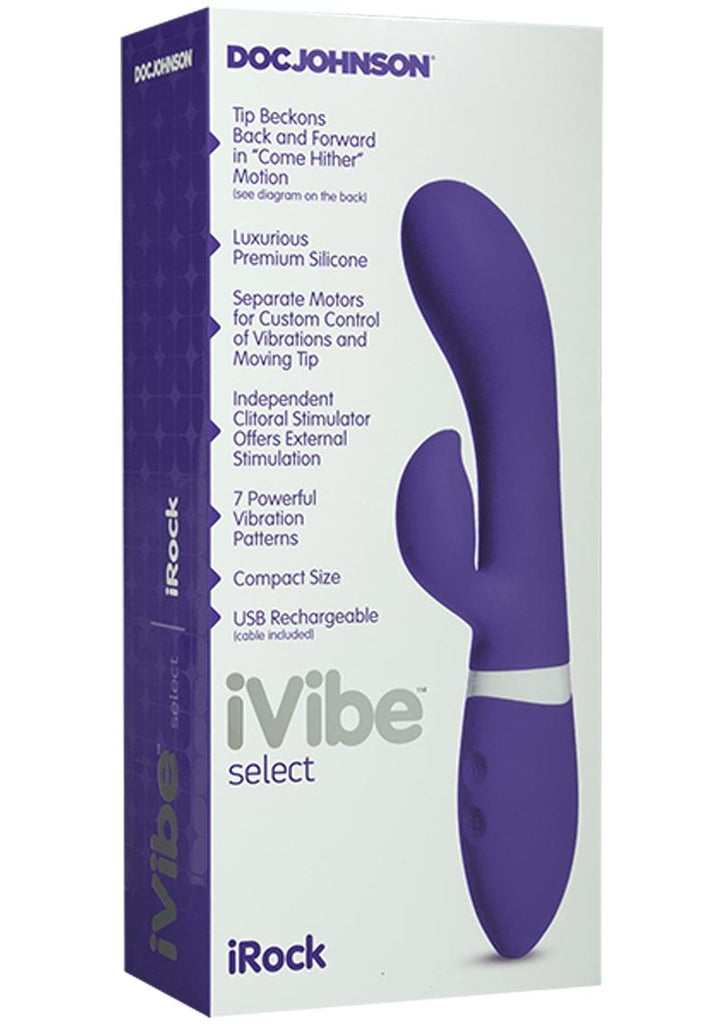 iVibe Select Silicone iRock USB Rechargeable Rabbit Vibrator Waterproof - Purple - 8in