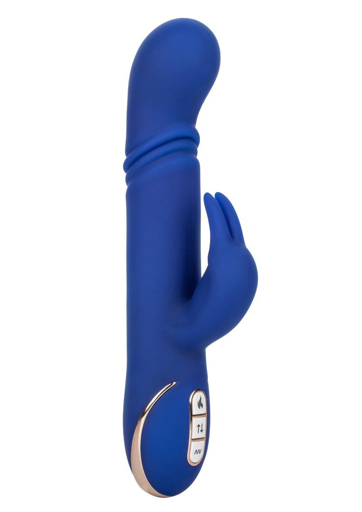 Jack Rabbit Signature Heated Silicone Thrusting G Rabbit Rechargeable Vibrator - Blue