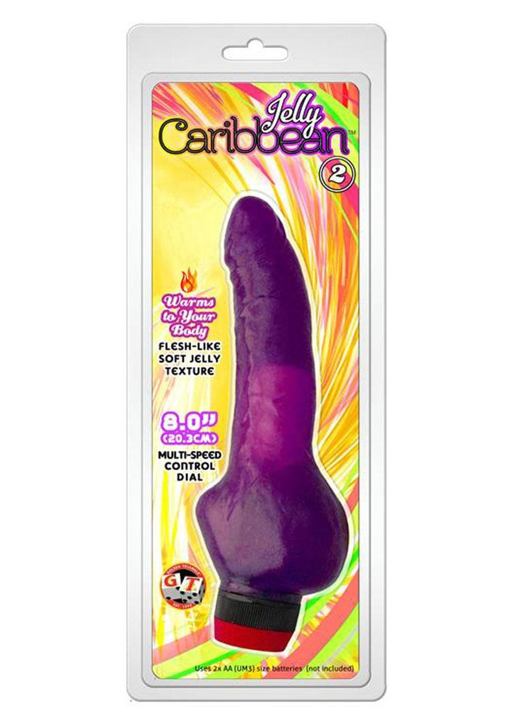 Jelly Caribbean Number 2 Jelly Vibrator - Purple - 8in