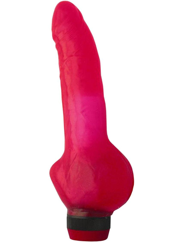 Jelly Caribbean Number 2 Jelly Vibrator with Clitoral Stimulator - Red - 8in