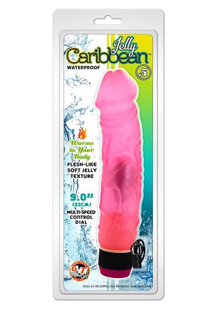 Jelly Caribbean Number 5 Realistic Vibrator - Pink - 9in