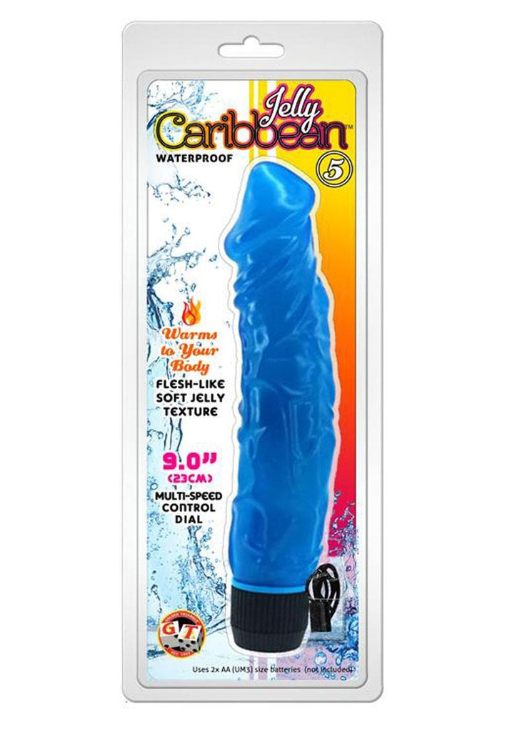Jelly Caribbean Number 5 Vibrator - Blue - 9in