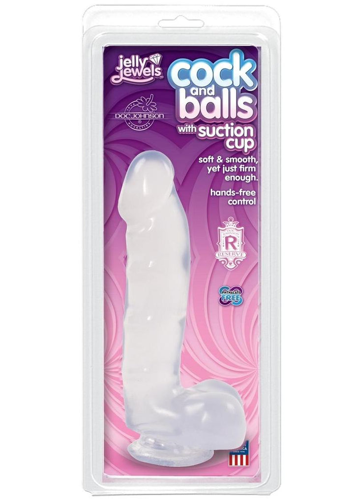 Jelly Jewels Dildo with Balls - Clear - 6in