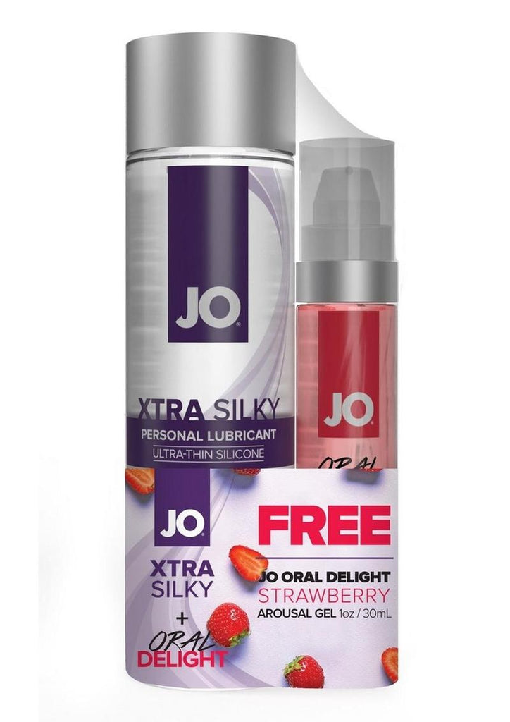 JO Gift with Purchase Xtra Silky Lubricant 4oz and Oral Delight Strawberry - 4oz - Set