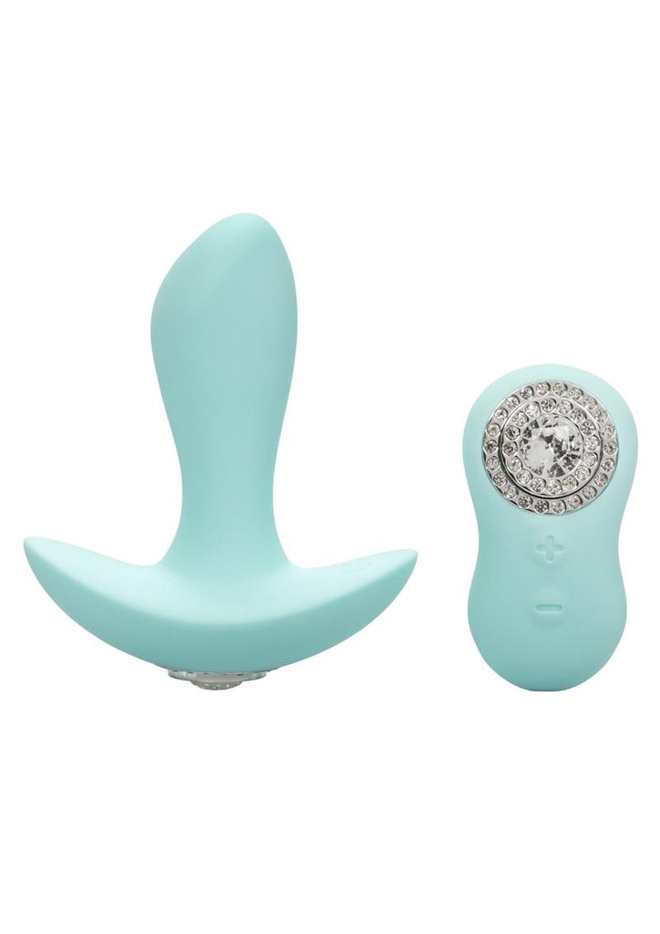 Jopen Pave Audrey Rechargeable Silicone Vibrating Probe with Crystals and Remote Control - Teal