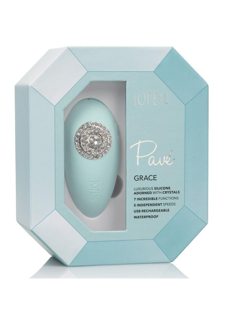 Jopen Pave Grace Silicone Rechargeble Massager with Crystals - Aqua/Blue