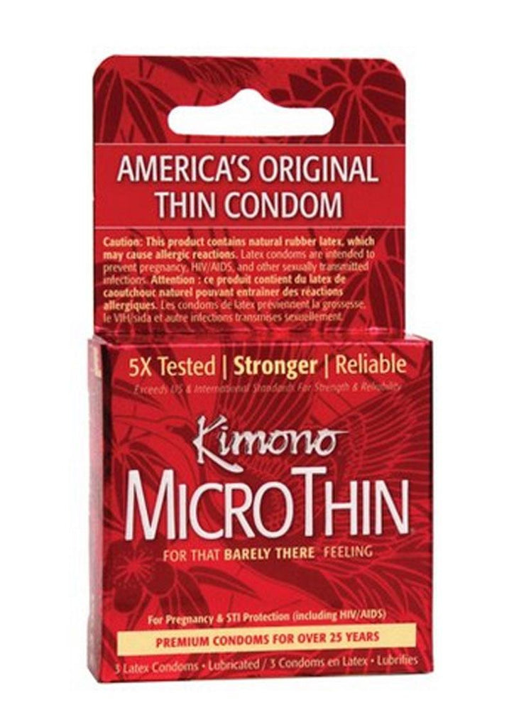 Kimono Microthin Ultra Thin Premium Lubricated Latex Condoms - Large - 3-Pack