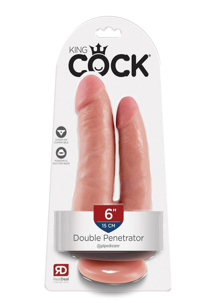King Cock Double Penetrator Dildo - Flesh/Vanilla