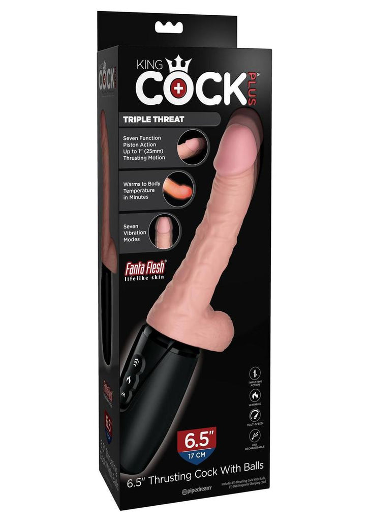 King Cock Plus Thrusting Cock with Balls - Vanilla - 6.5in