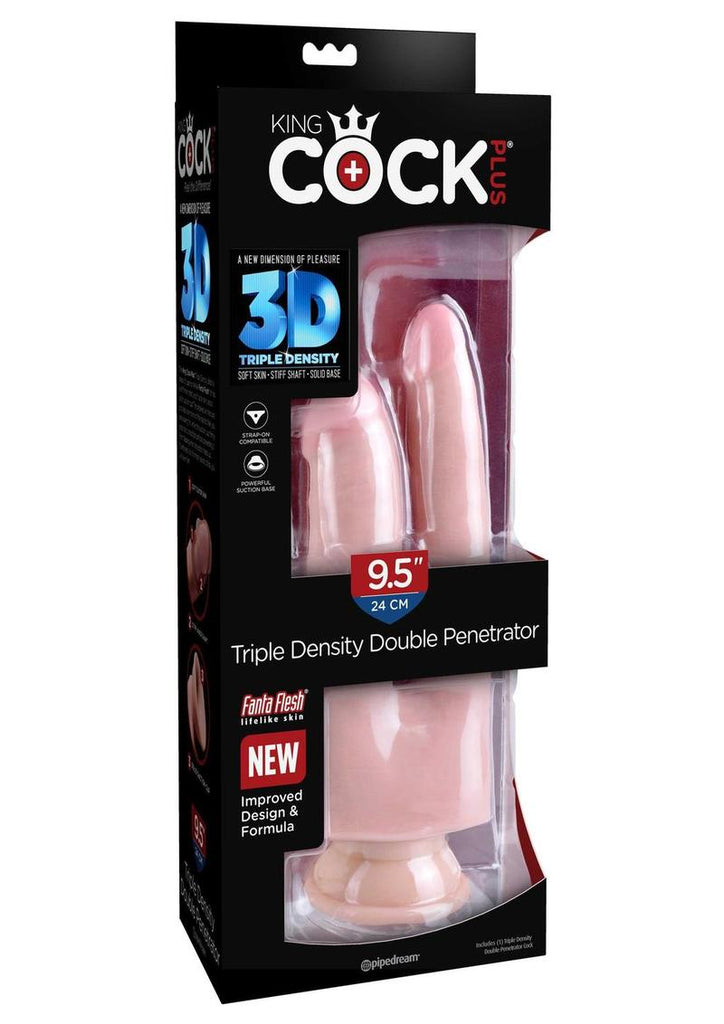 King Cock Plus Triple Density Double Penetrator Dildo - Vanilla - 9.5in
