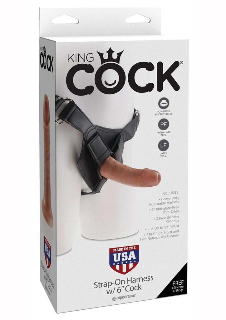 King Cock Strap-On Harness with Dildo - Caramel/Tan - 6in