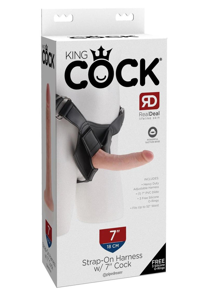 King Cock Strap-On Harness with Dildo - Flesh/Vanilla - 7in