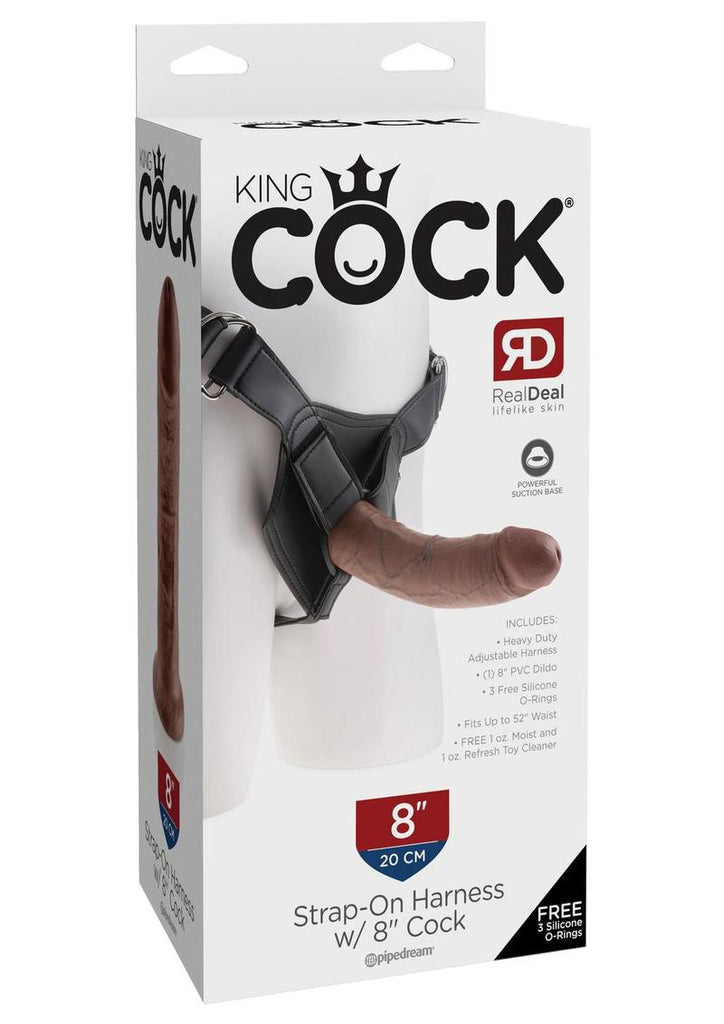 King Cock Strap-On Harness with Dildo - Brown/Chocolate - 8in