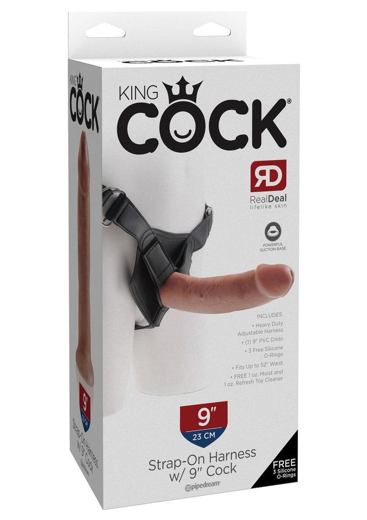 King Cock Strap-On Harness with Dildo - Caramel/Tan - 9in