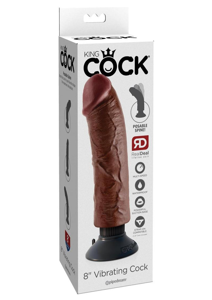 King Cock Vibrating Dildo - Chocolate - 8in