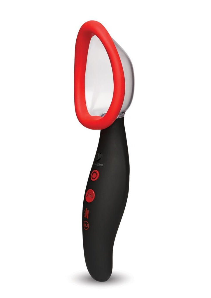 Kink Pumped Rechargeable Automatic Vibrating Silicone Pussy Pump - Black/Red