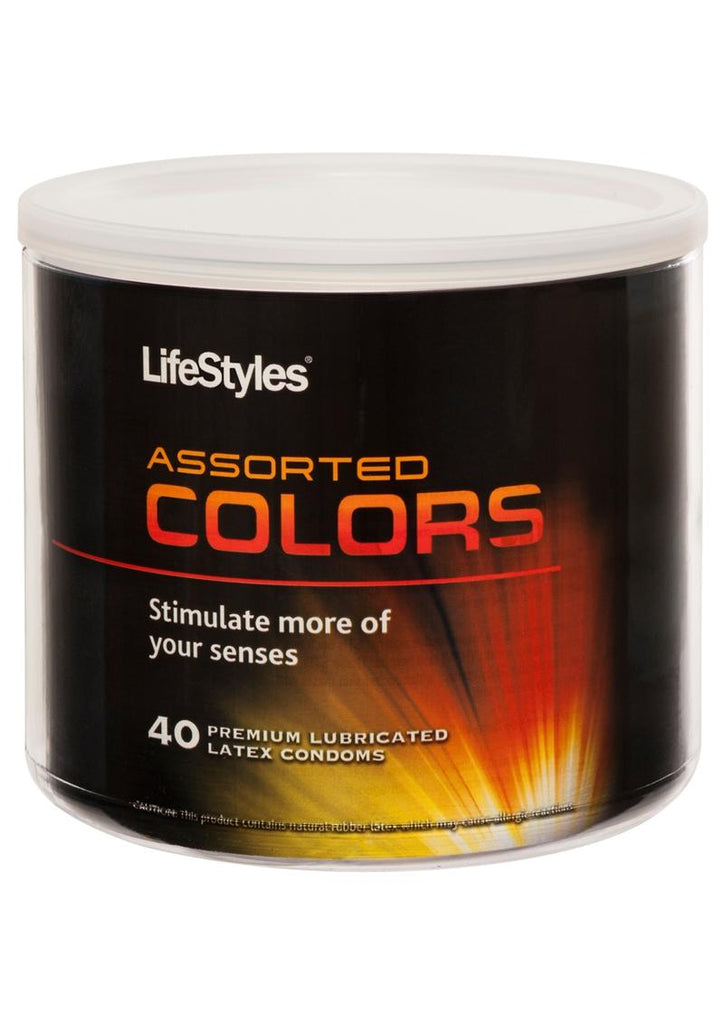 LifeStyles Assorted Colors 40 Premium Lubricated Latex Condoms - Assorted Colors - Bowl