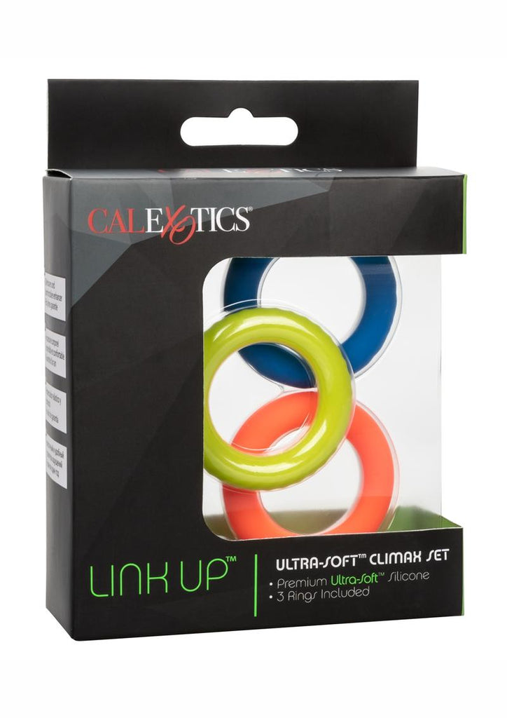 Link Up Ultra Soft Climax Silicone Cock Ring - Assorted Colors - 3 Pieces/Set