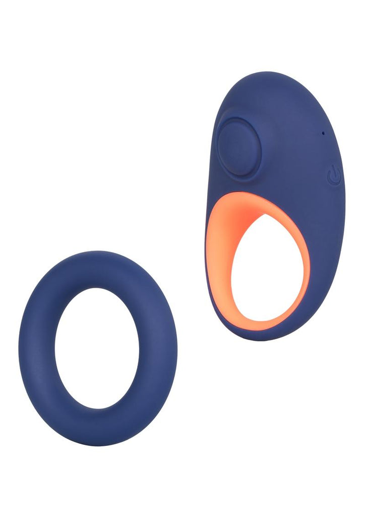 Link Up Verge Silicone Vibrating Cock Ring - Blue/Multicolor/Pink