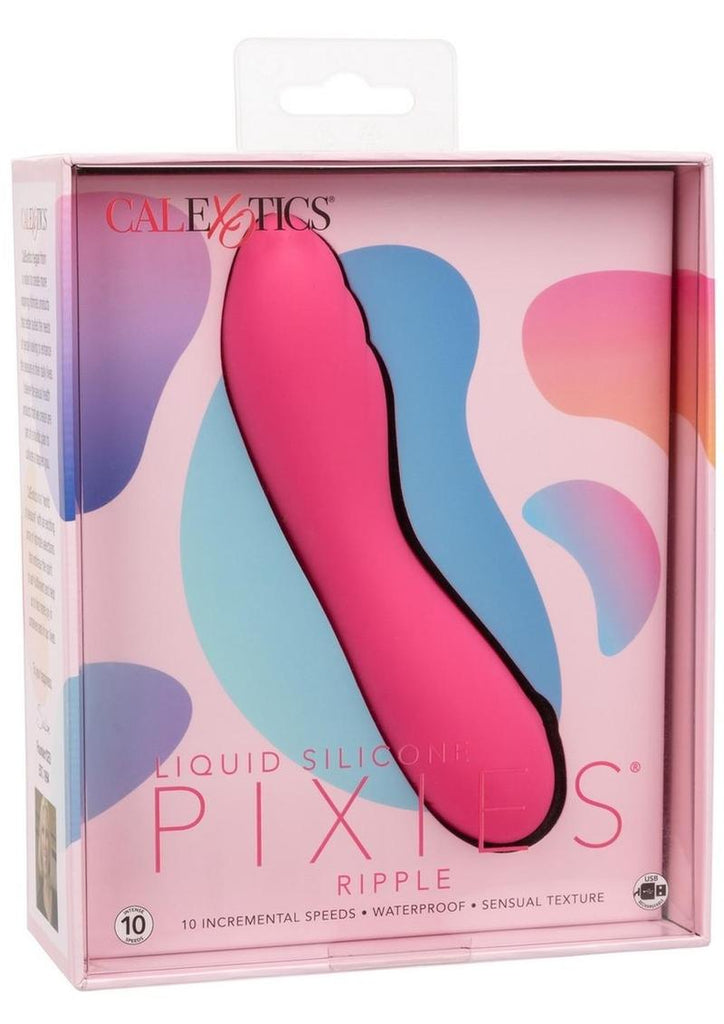 Liquid Silicone Pixies Ripple Rechargeable Vibrator - Pink