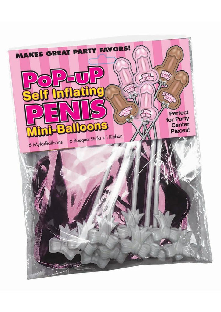Little Genie Pop-Up Self Inflating Penis Mini-Balloons - 6 Per Pack
