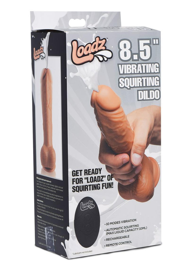 Loadz Vibrating Squirting Dildo with Remote Control - Caramel/Flesh - 8.5in