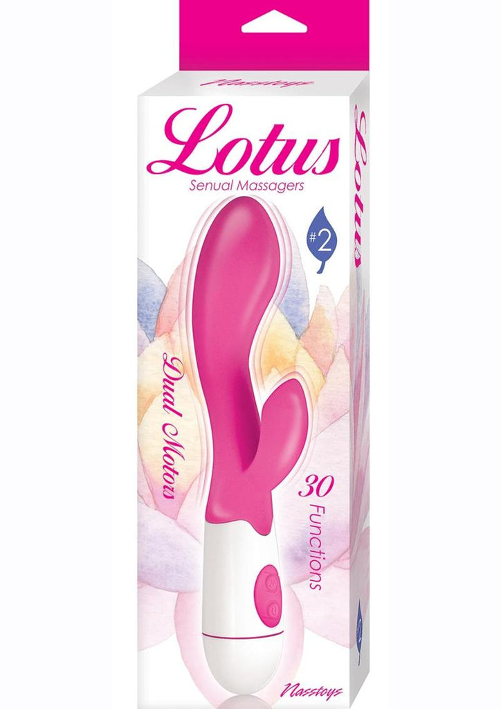 Lotus Sensual Massager #2 Silicone Rabbit Vibrator - Pink/White