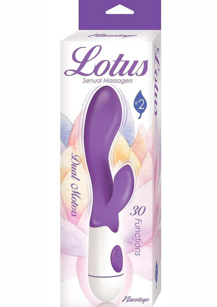 Lotus Sensual Massager #2 Silicone Rabbit Vibrator - Purple/White