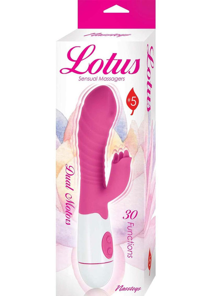 Lotus Sensual Massager #5 Silicone Rabbit Vibrator - Pink/White