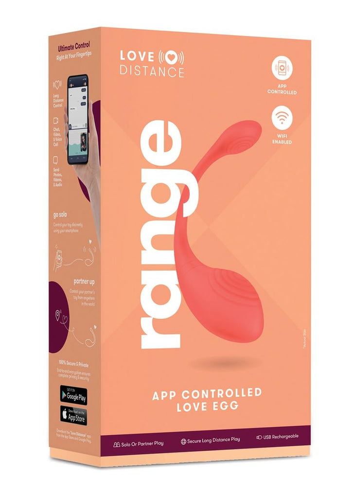 Love Distance Range App Controlled Silicone Rechargeable Love Egg - Coral/Orange