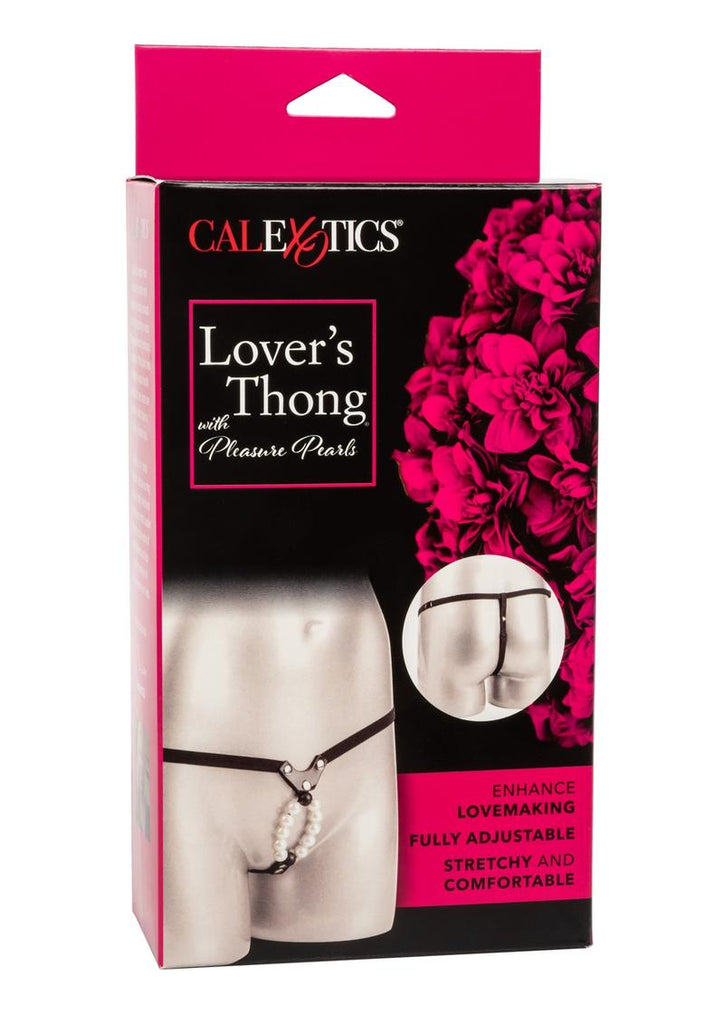 Lover's Vibrating Thong with Pleasure Pearls - Black - One Size
