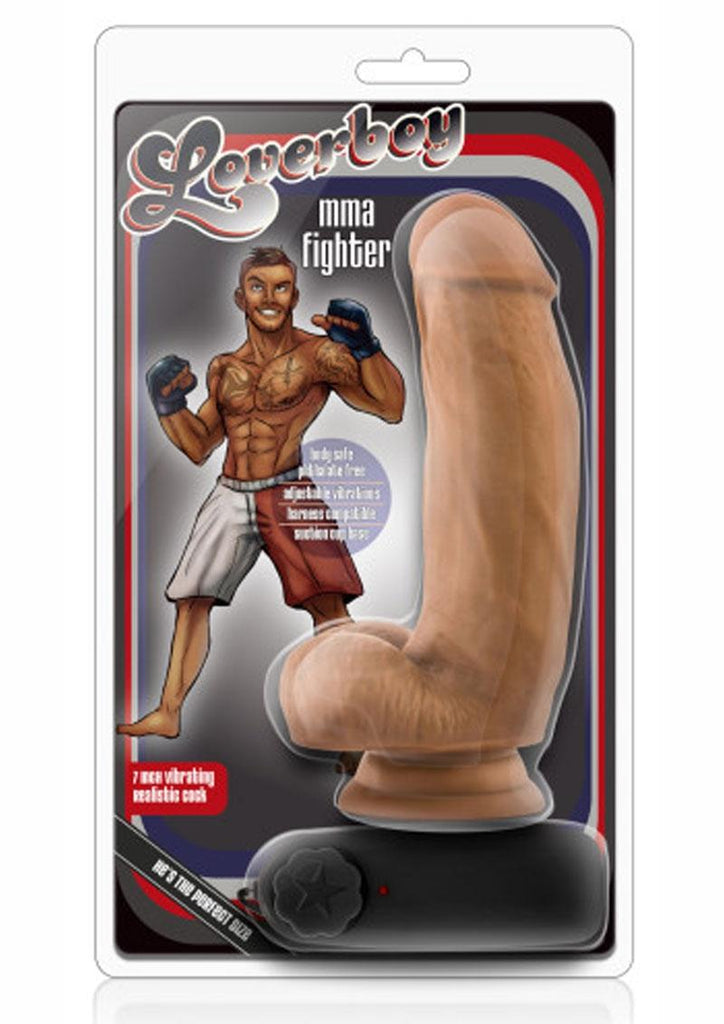 Loverboy Mma Fighter Vibrating Cock with Balls - Brown/Caramel - 7in