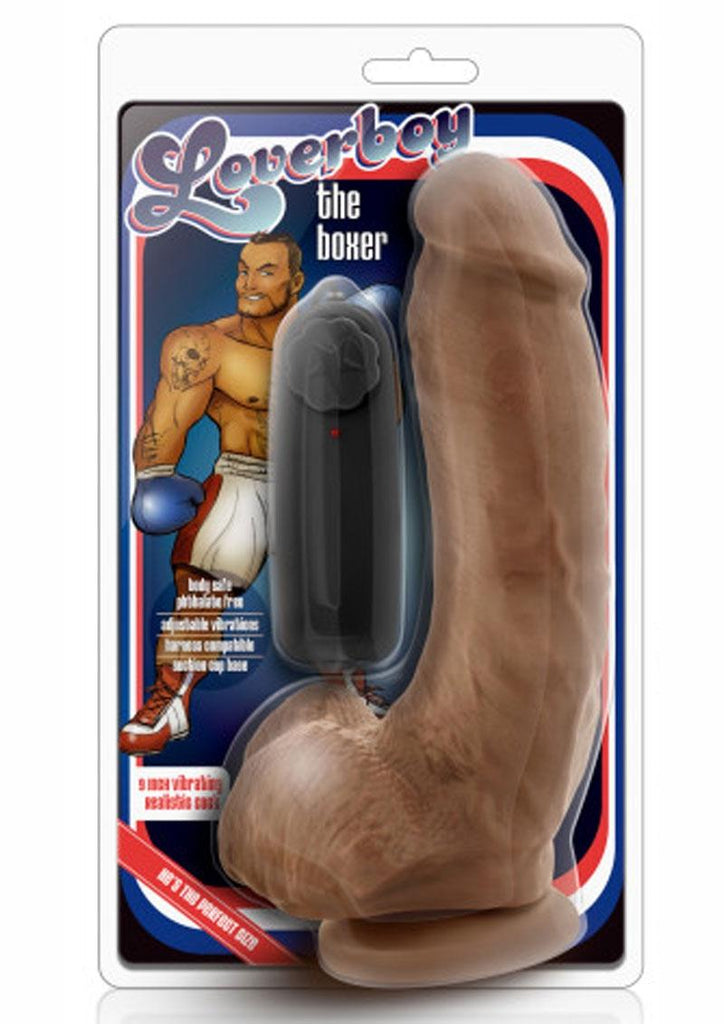 Loverboy The Boxer Vibrating Cock with Balls - Caramel - 9in
