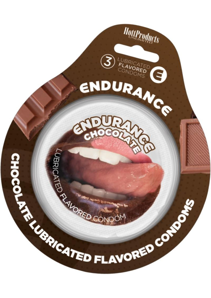 Lubricated Flavored Endurance Condoms 3 Per Pack - Chocolate - Chocolate