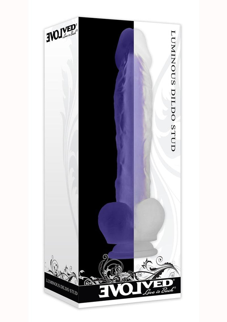 Luminous Stud Dildo with Balls - Glow In The Dark/Purple
