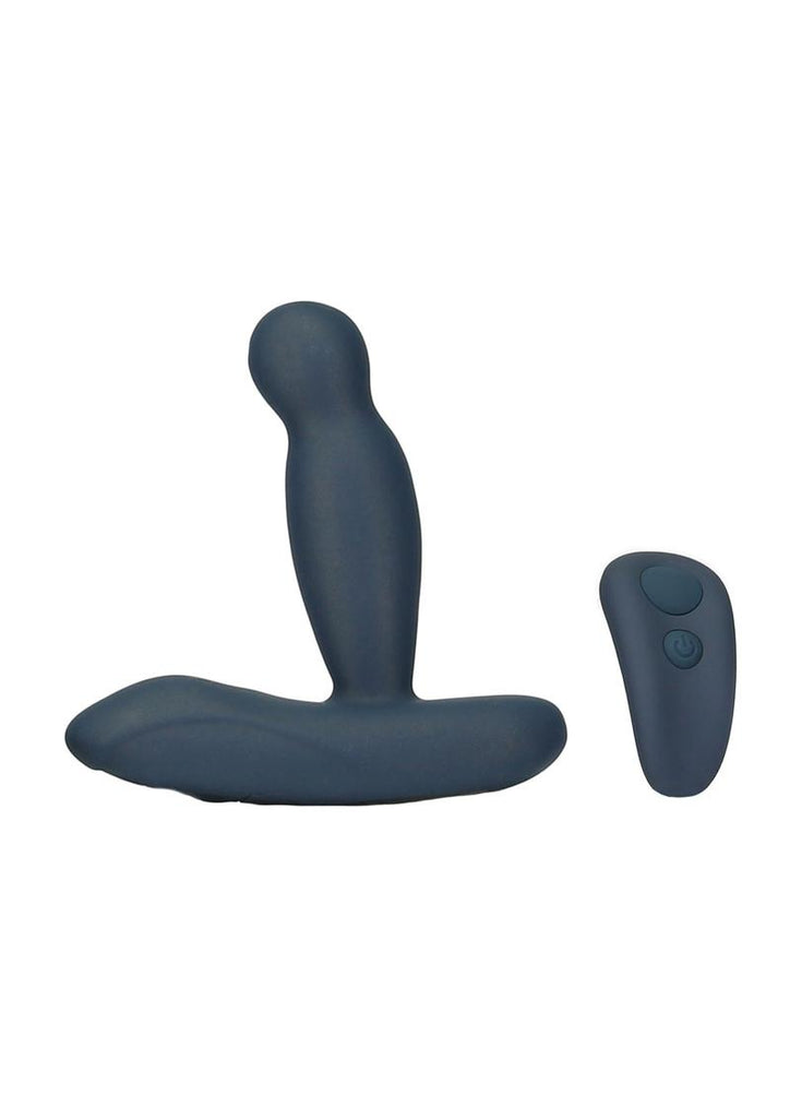 Lux Active Revolve Silicone Rechargeable Rotating and Vibrating Anal Massager with Remote Control - Blue/Navy