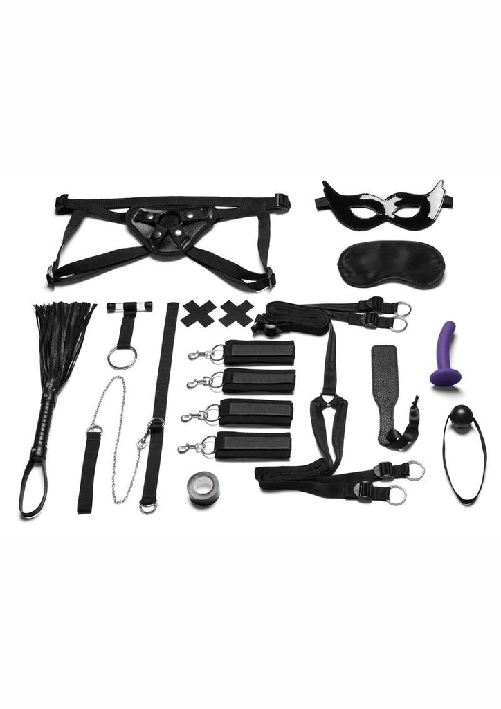 Lux Fetish Everything You Need Bondage In-A-Box Bedspreader - Black - 12 Piece Set/Set