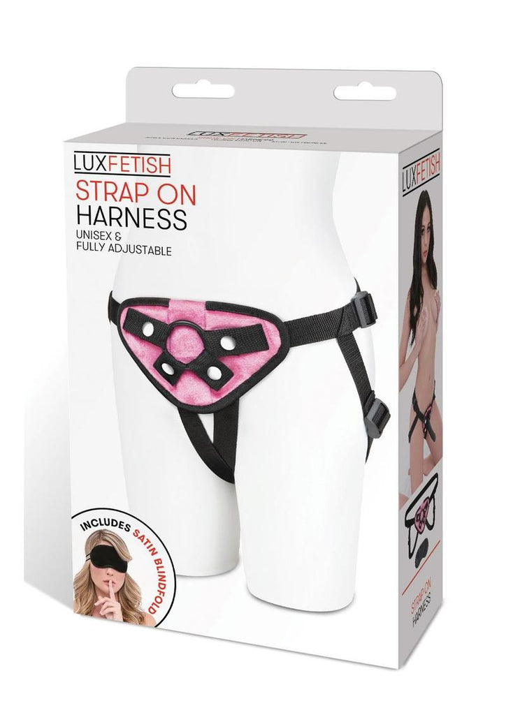 Lux Fetish Pink Velvet Strap-On Harness Adjustable - Pink