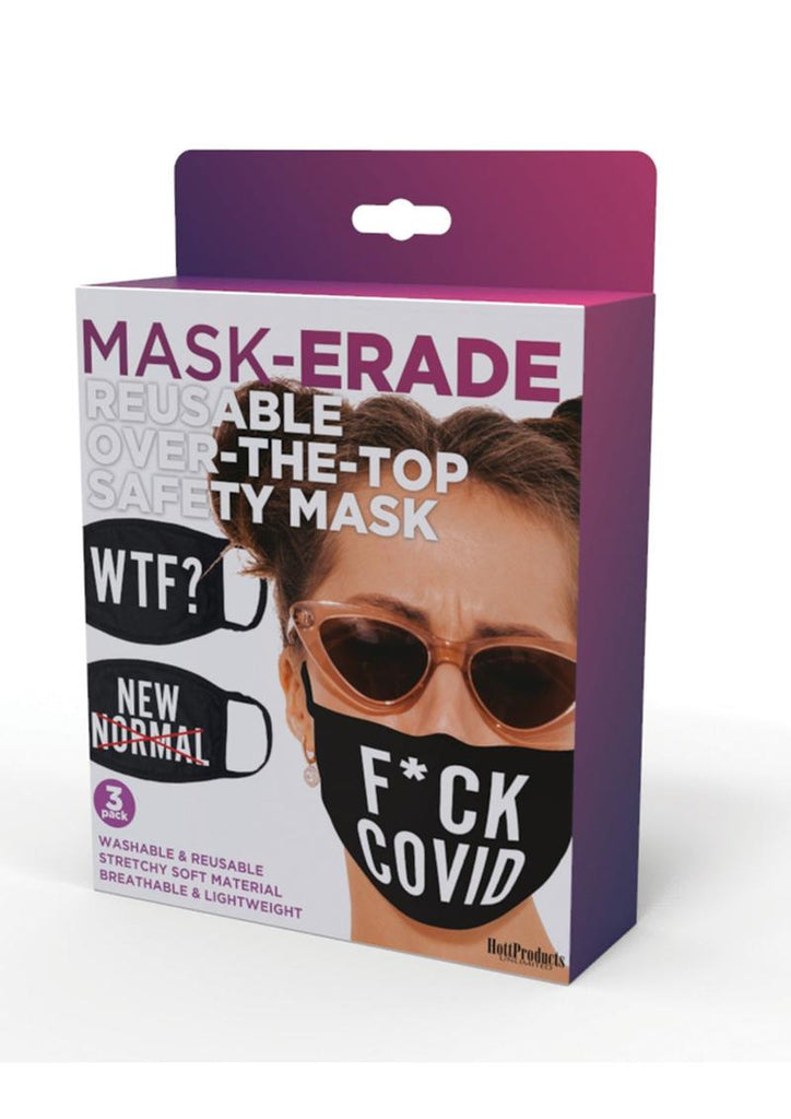 Maskerade Protective Mask (F Covid/ WTF?/ New Normal - Black - 3 Pack