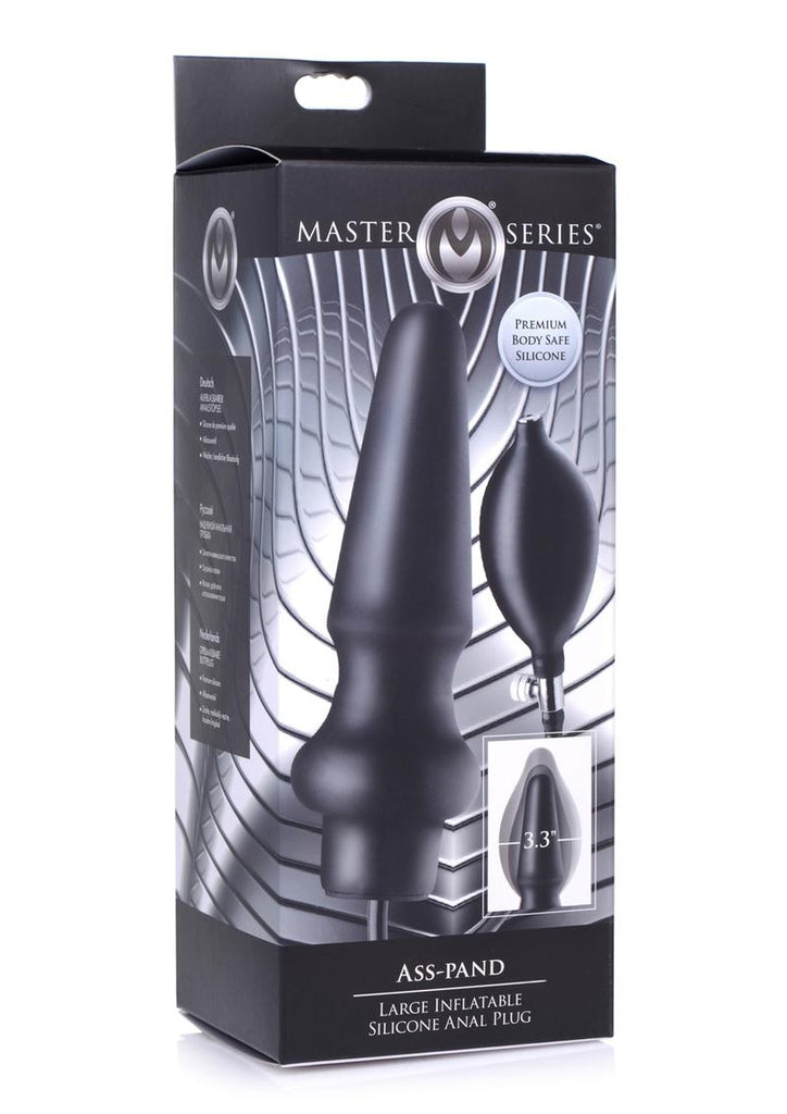 Master Series Ass-Pand Inflatable Silicone Anal Plug - Black - Large