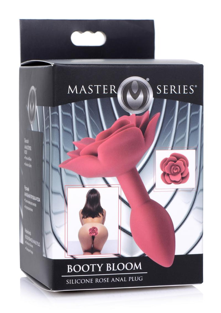 Master Series Booty Bloom Silicone Rose Anal Plug - Red - Small