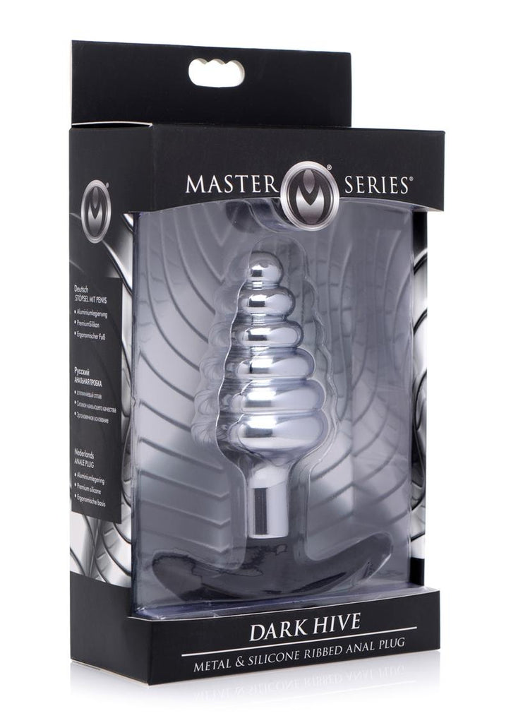 Master Series Dark Hive Metal and Silicone Anal Plug - Metal/Silver