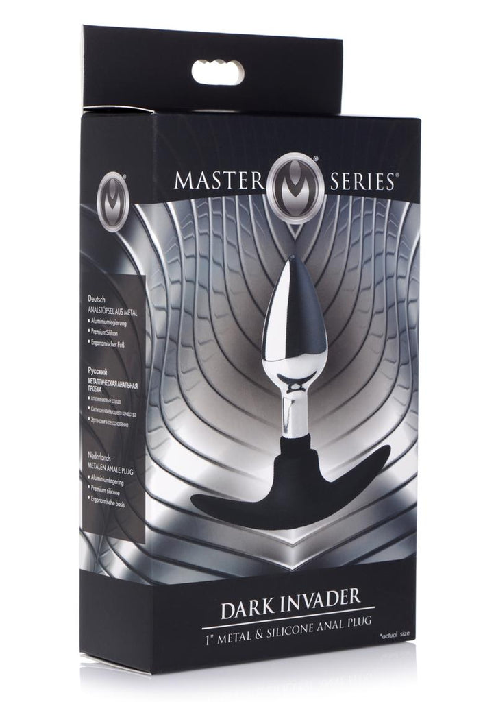 Master Series Dark Invader Metal and Silicone Anal Plug - Metal/Silver - Small
