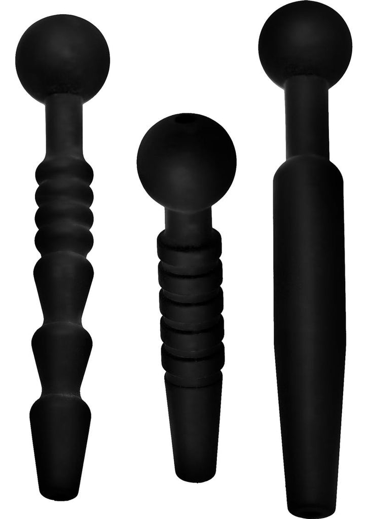 Master Series Dark Rods 3 Piece Silicone Penis Plug - Black - Set