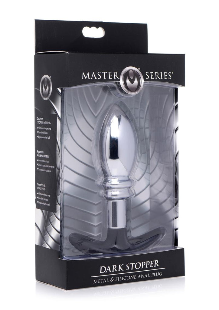 Master Series Dark Stopper Metal and Silicone Anal Plug - Metal/Silver