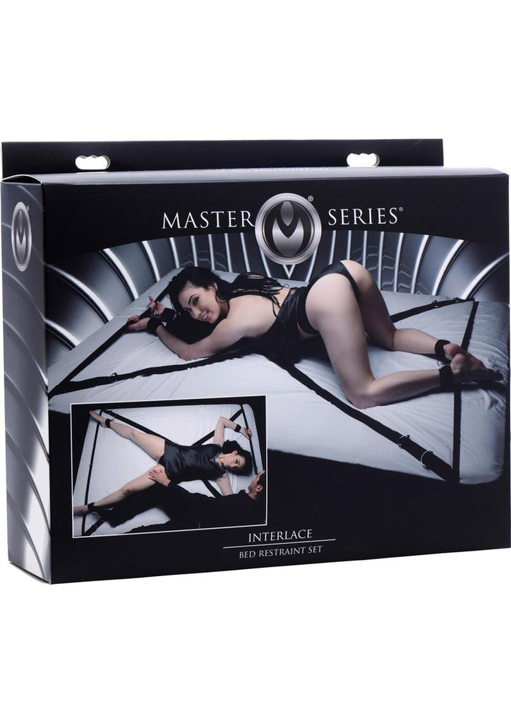 Master Series Interlace Over and Under The Bed Restraint - Black - Set