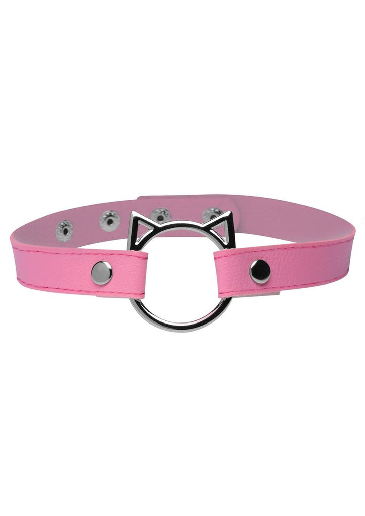 Master Series Kinky Kitty Adjustable Ring Choker Slim - Pink